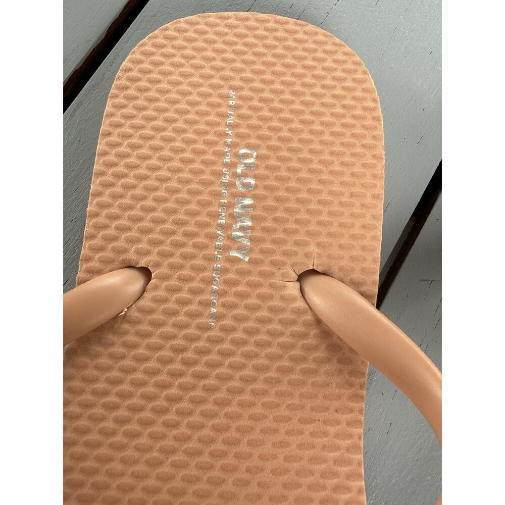 Old Navy Women Beige Pink T-Strap Sandals Partially Plant Based Size 8 - Picture 6 of 9